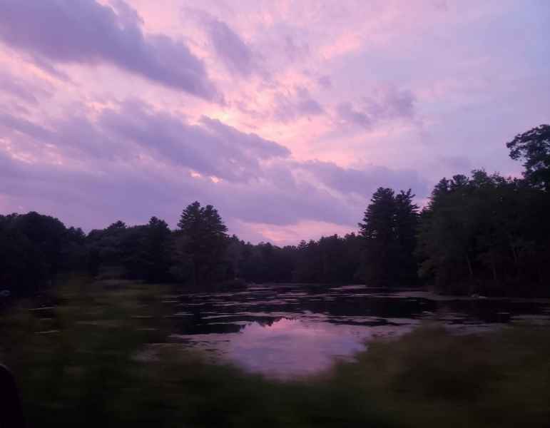 Beautiful Purple Sunset at The Lake in Barrington, New Hampshire